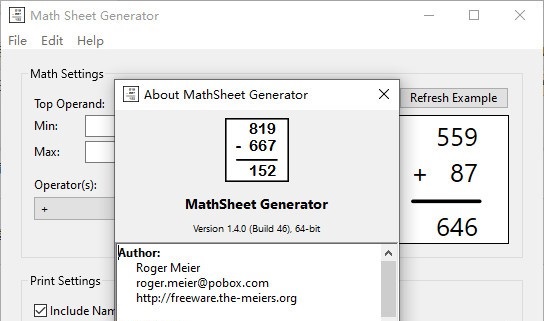 Math Sheet Generator